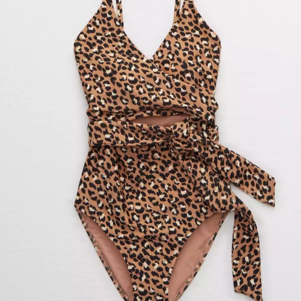 Aerie leopard wrap swimsuit